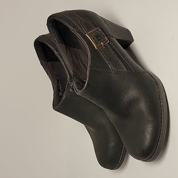 Clarks Bendables Shooties Ankle Boot Booties Shoes Block Heels Black Leather 9.5 - Picture 9 of 16